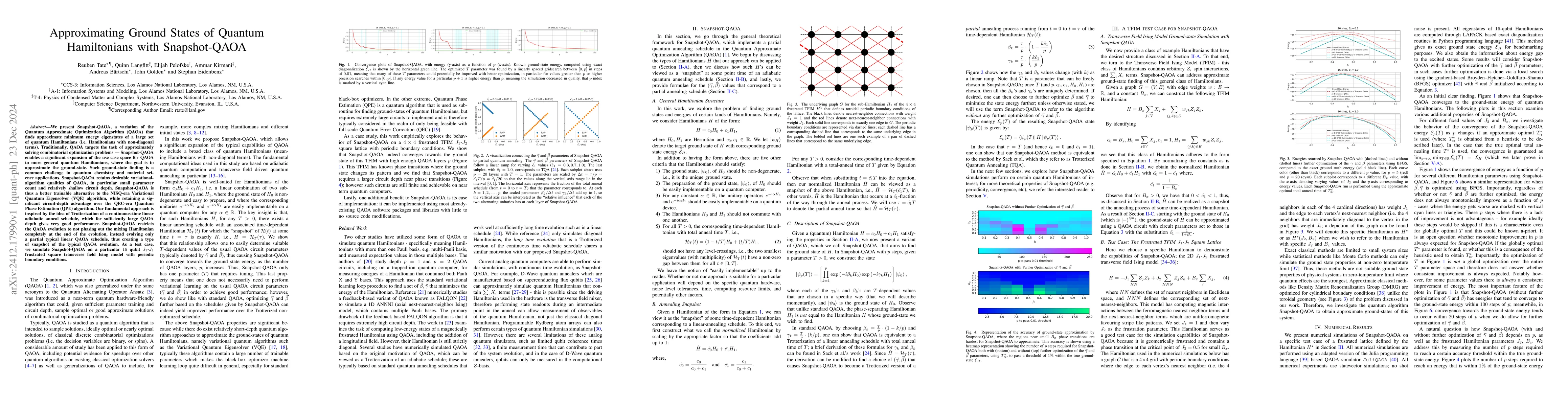 Thumbnail for Approximating Ground States of Quantum Hamiltonians with Snapshot-QAOA