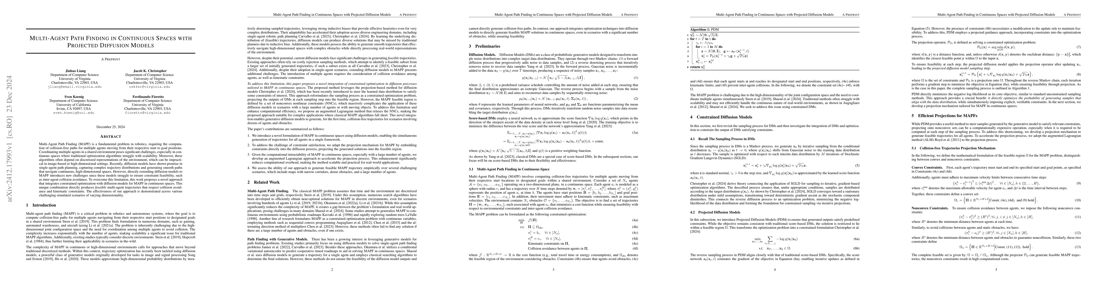Thumbnail for Multi-Agent Path Finding in Continuous Spaces with Projected Diffusion
  Models