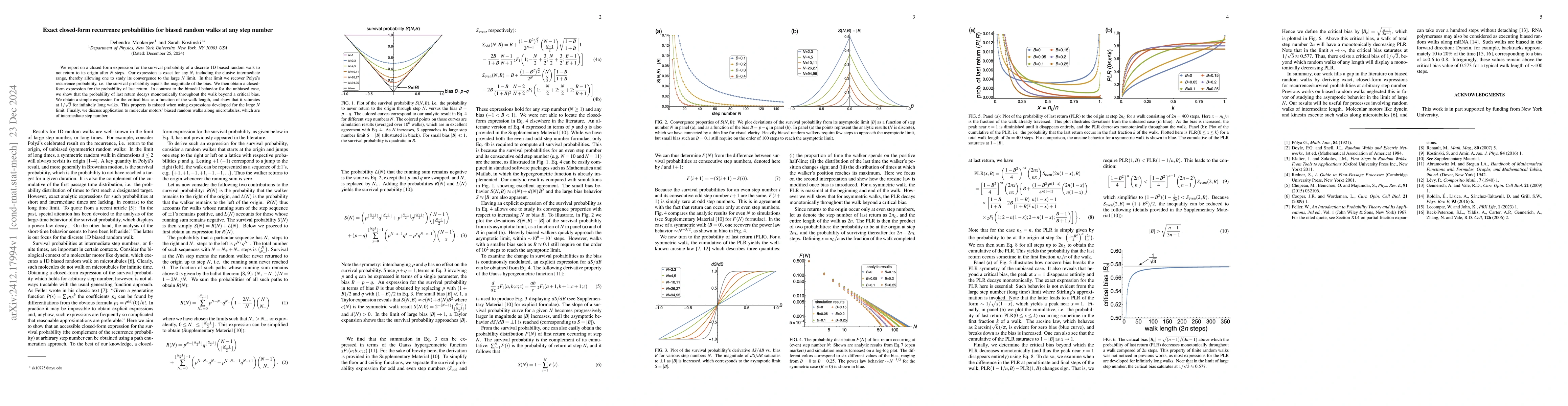 Thumbnail for Exact closed-form recurrence probabilities for biased random walks at
  any step number