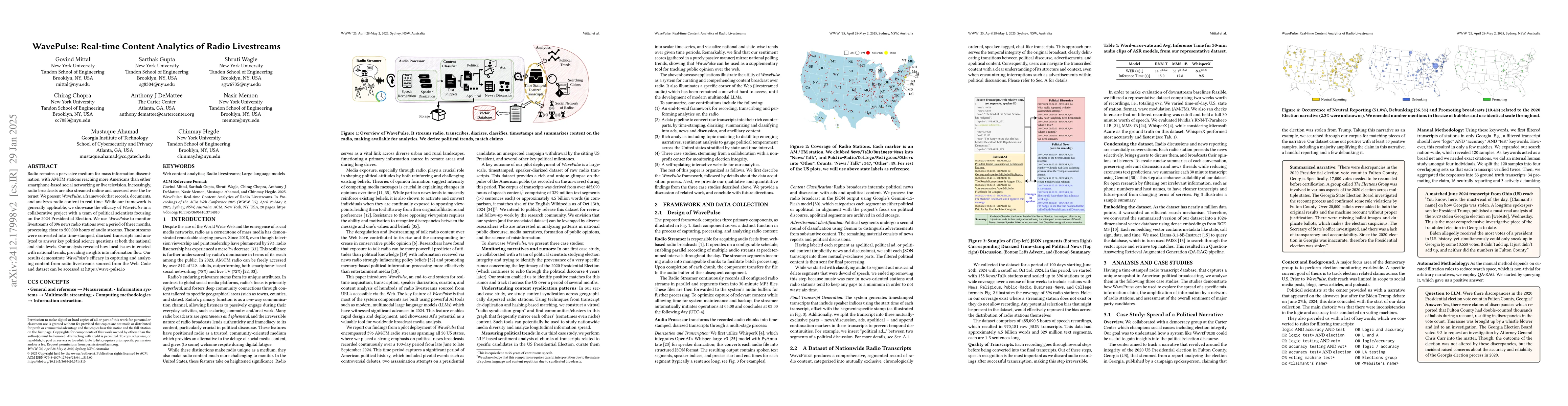 Thumbnail for WavePulse: Real-time Content Analytics of Radio Livestreams