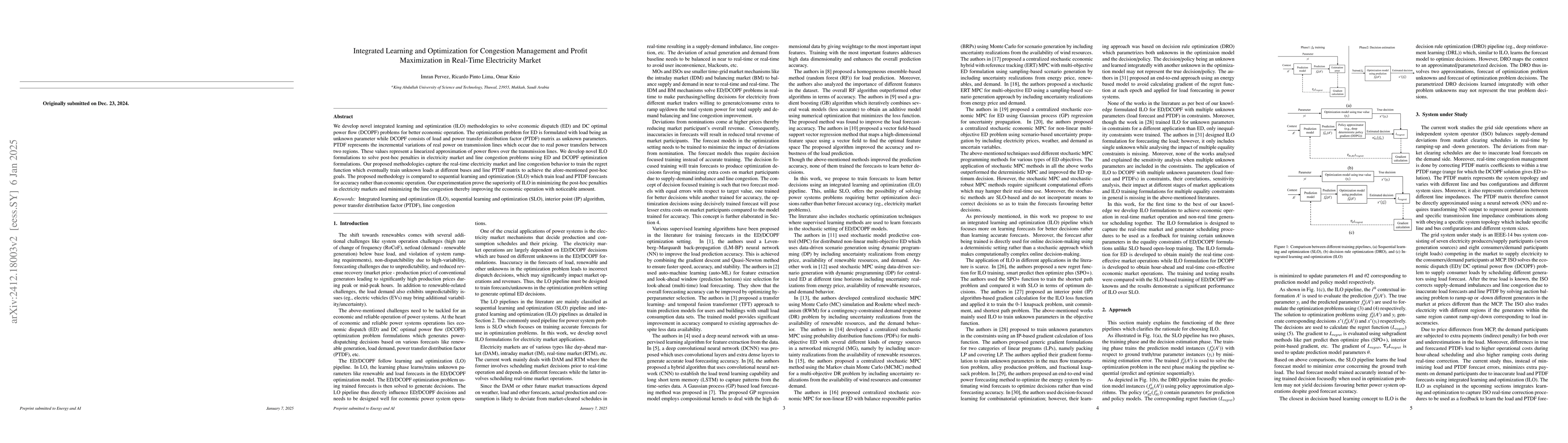 Thumbnail for Integrated Learning and Optimization for Congestion Management and
  Profit Maximization in Real-Time Electricity Market