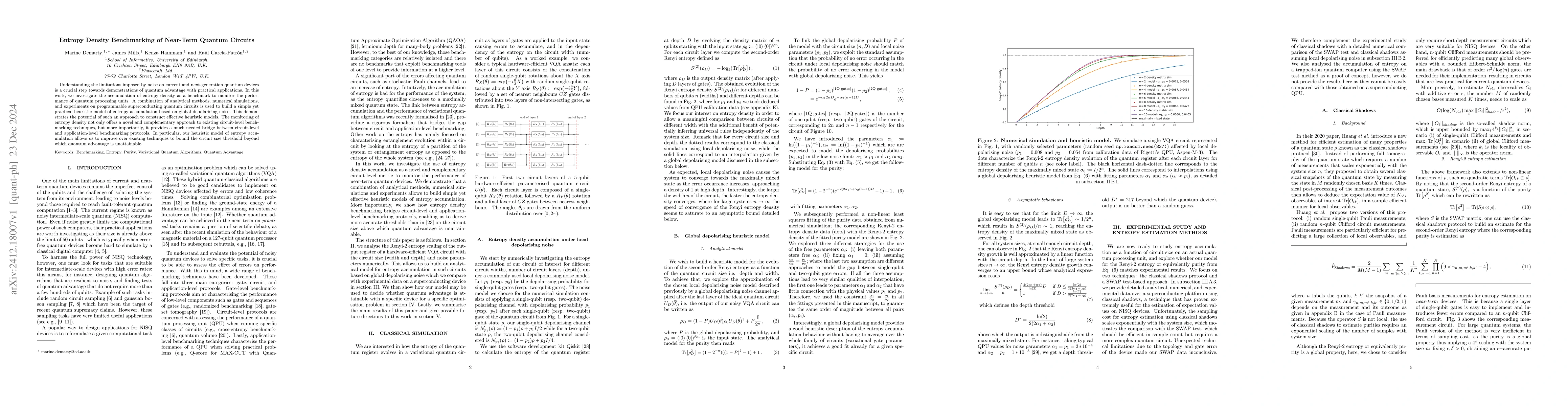 Thumbnail for Entropy Density Benchmarking of Near-Term Quantum Circuits