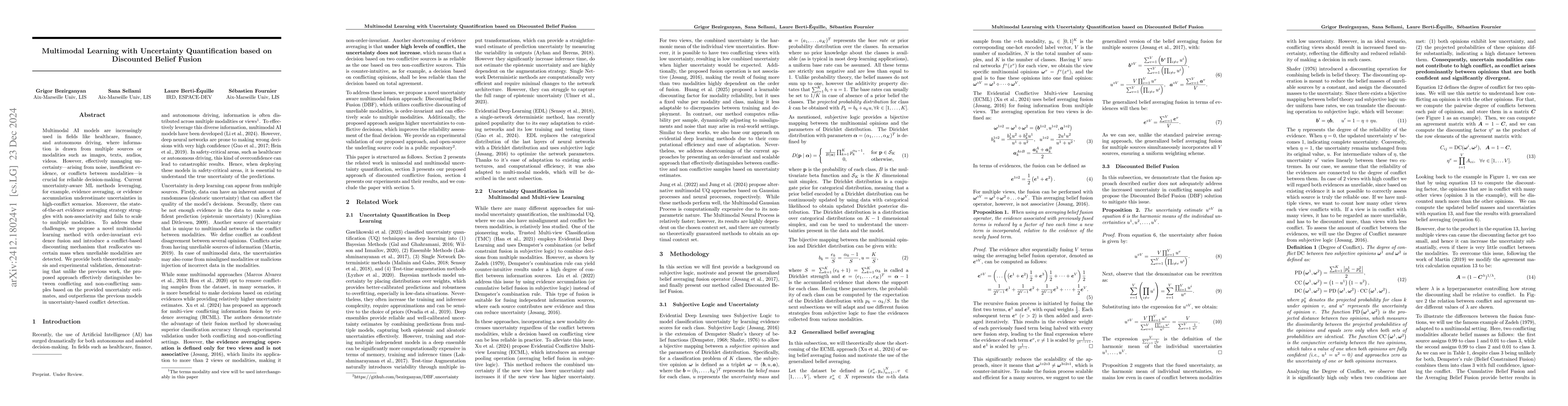 Thumbnail for Multimodal Learning with Uncertainty Quantification based on Discounted
  Belief Fusion