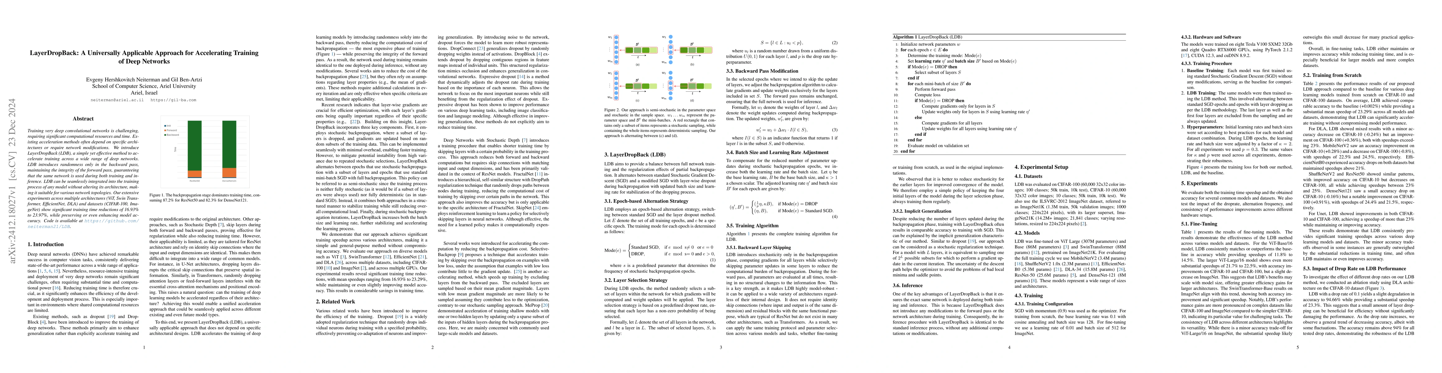 Thumbnail for LayerDropBack: A Universally Applicable Approach for Accelerating
  Training of Deep Networks