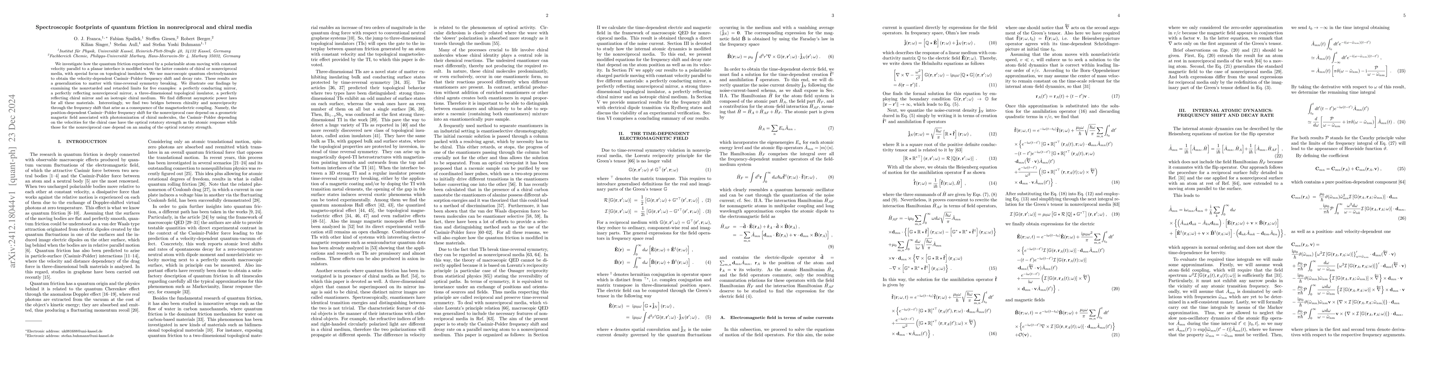 Thumbnail for Spectroscopic footprints of quantum friction in nonreciprocal and chiral
  media