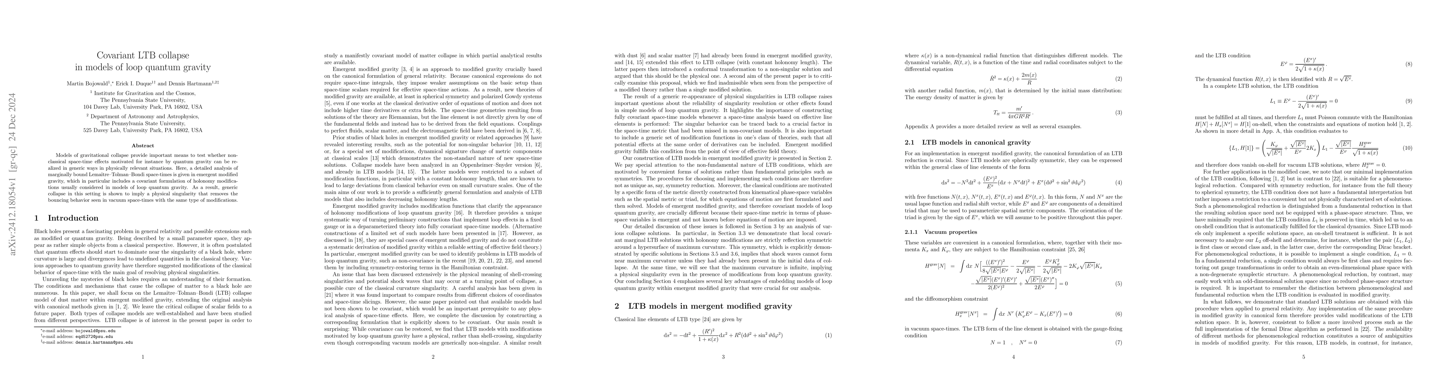 Thumbnail for Covariant LTB collapse in models of loop quantum gravity