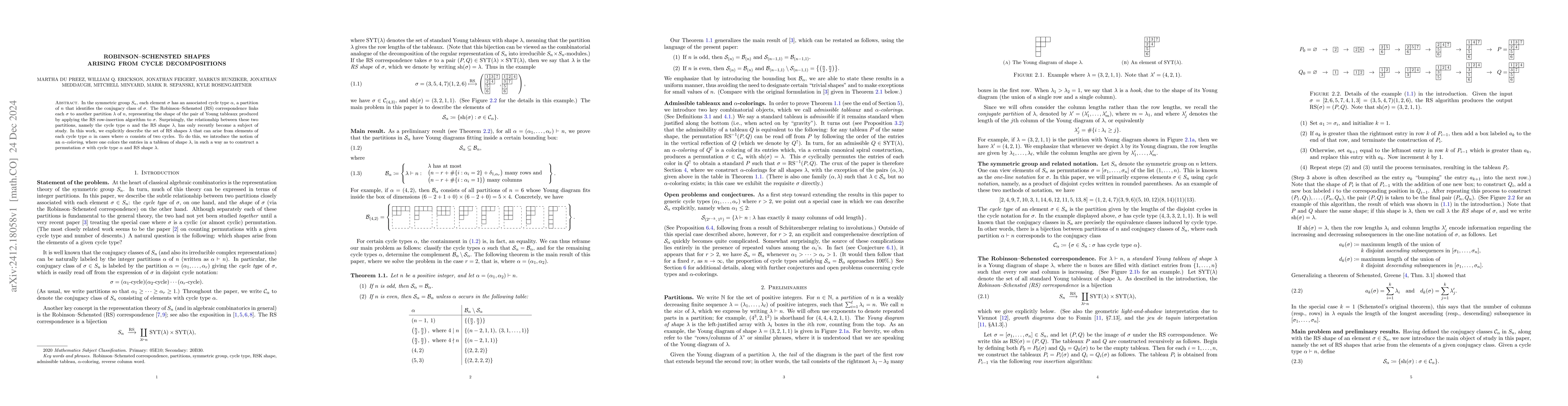 Thumbnail for Robinson-Schensted shapes arising from cycle decompositions