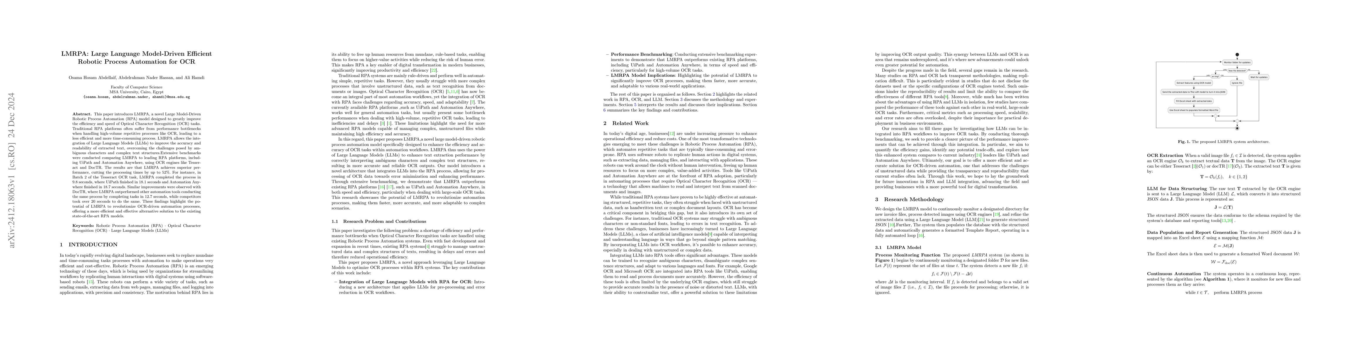 Thumbnail for LMRPA: Large Language Model-Driven Efficient Robotic Process Automation
  for OCR