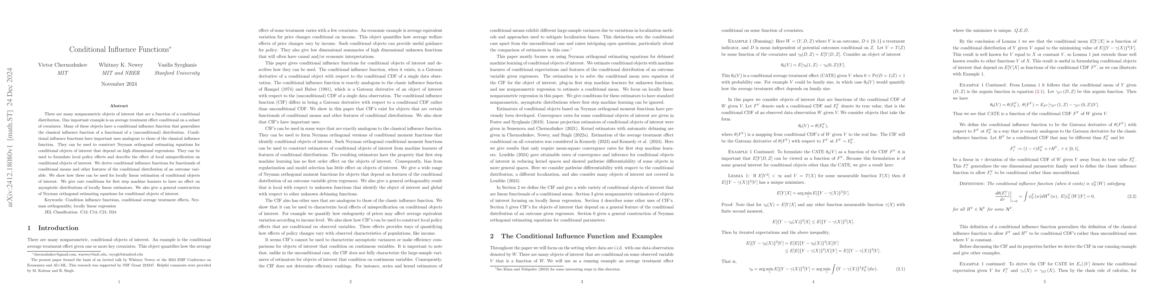 Thumbnail for Conditional Influence Functions