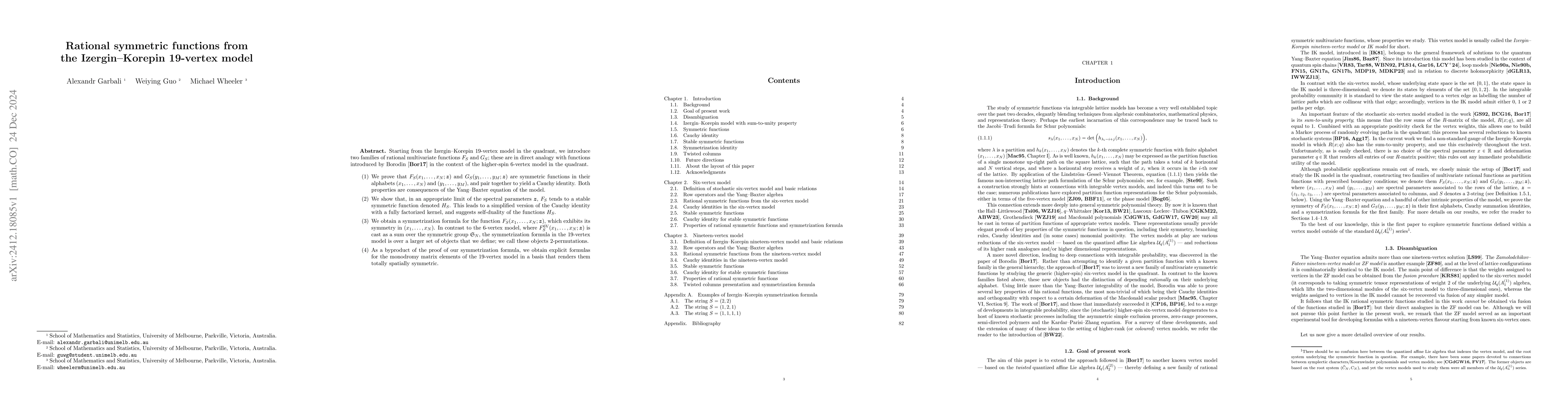 Thumbnail for Rational symmetric functions from the Izergin-Korepin 19-vertex model