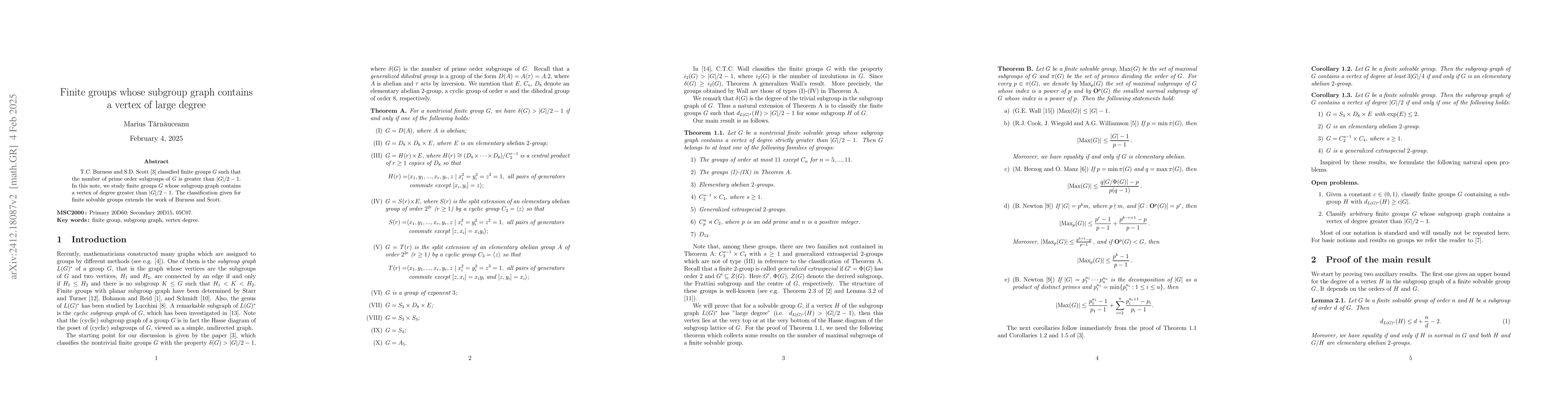 Thumbnail for Finite groups whose subgroup graph contains a vertex of large degree