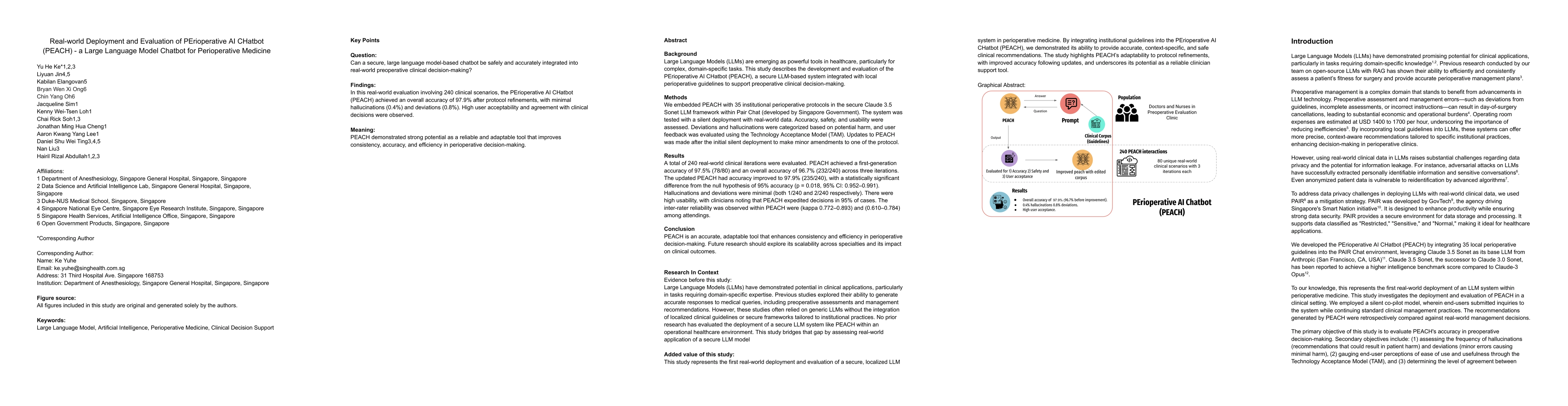 Thumbnail for Real-world Deployment and Evaluation of PErioperative AI CHatbot (PEACH)
  -- a Large Language Model Chatbot for Perioperative Medicine