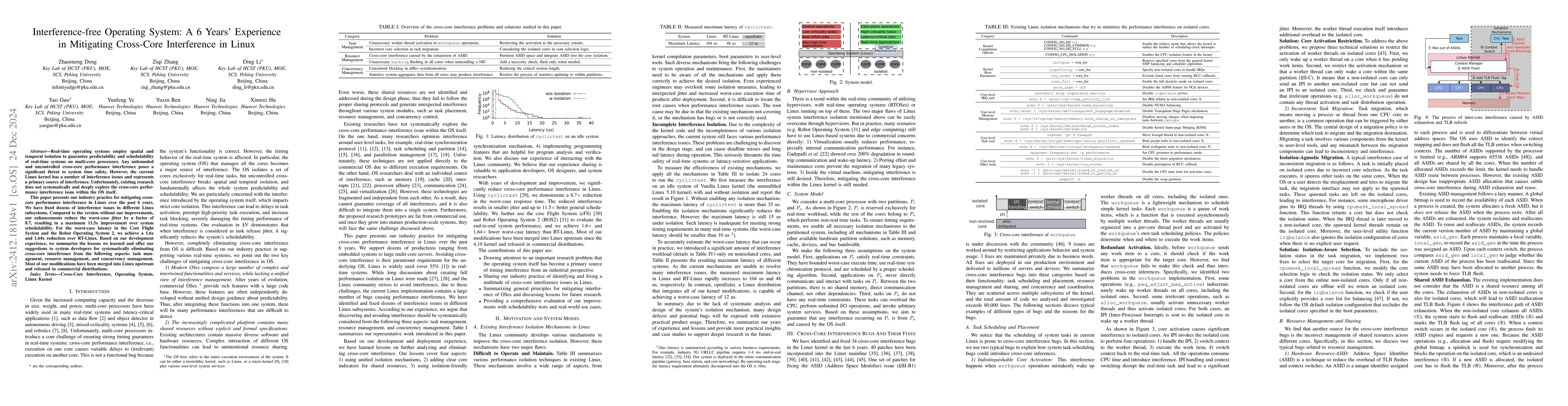 Thumbnail for Interference-free Operating System: A 6 Years' Experience in Mitigating
  Cross-Core Interference in Linux