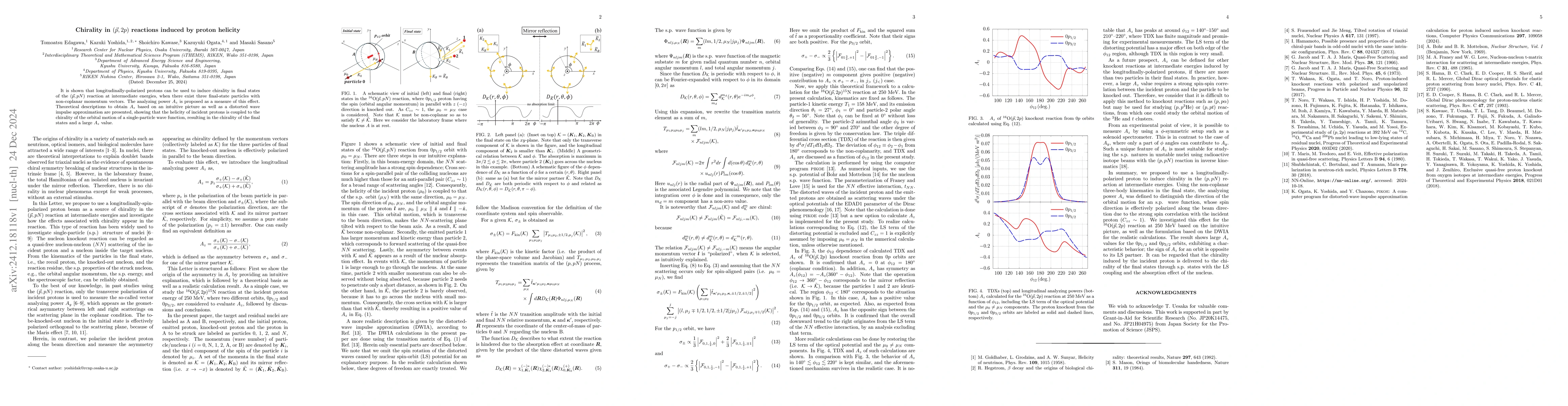 Thumbnail for Chirality in $(\vec{p},2p)$ reactions induced by proton helicity