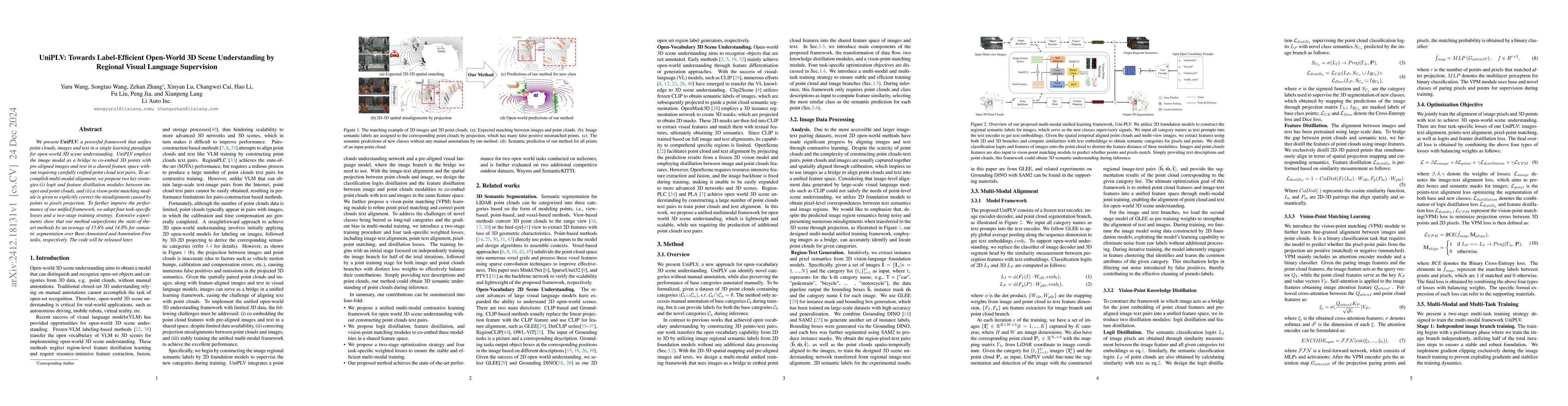 Thumbnail for UniPLV: Towards Label-Efficient Open-World 3D Scene Understanding by
  Regional Visual Language Supervision
