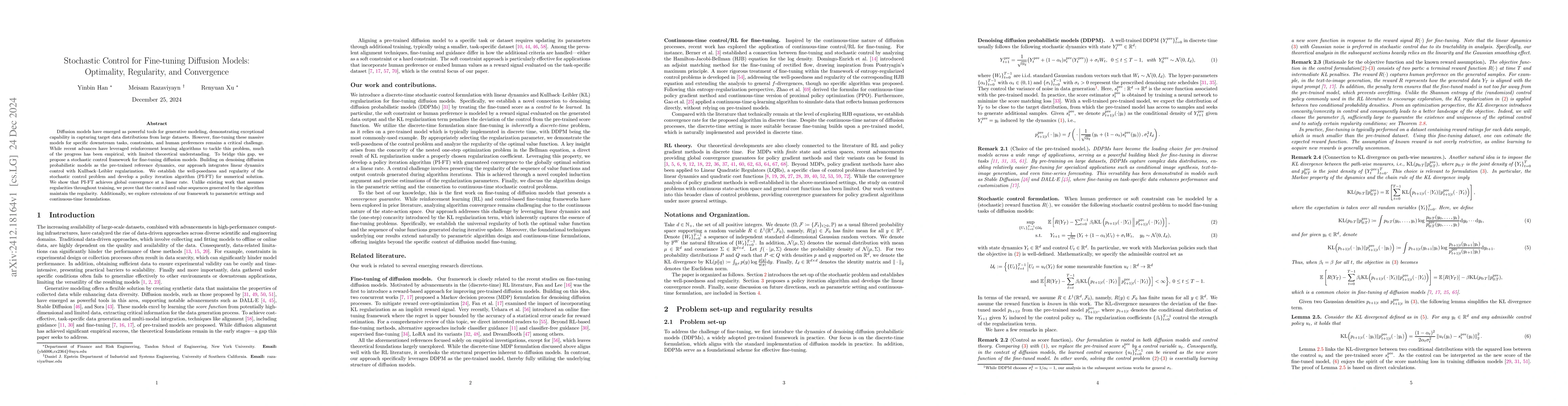 Thumbnail for Stochastic Control for Fine-tuning Diffusion Models: Optimality,
  Regularity, and Convergence