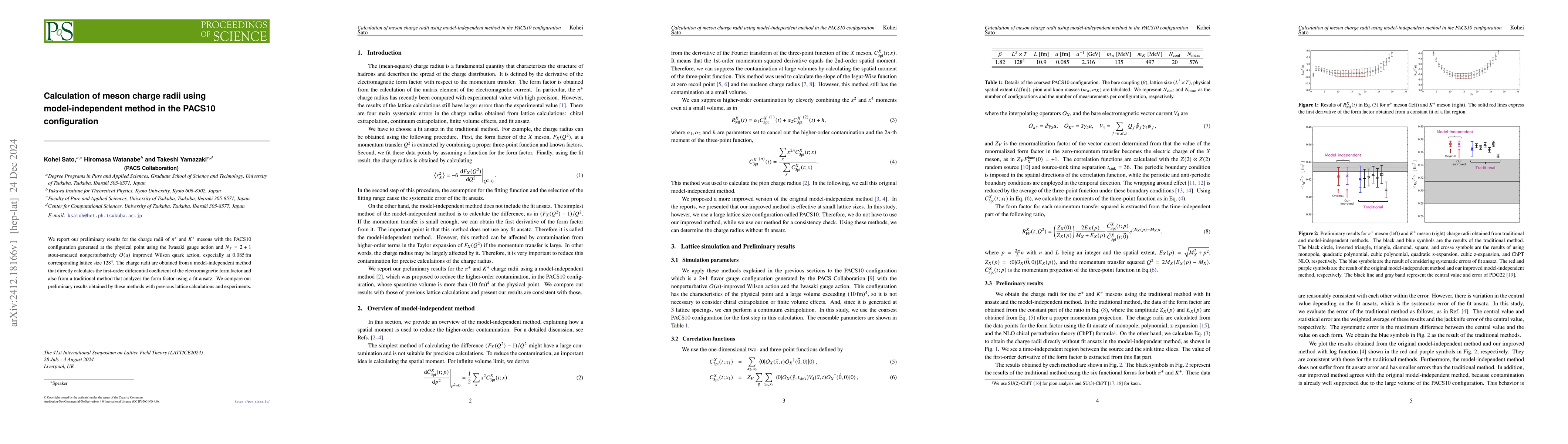 Thumbnail for Calculation of meson charge radii using model-independent method in the
  PACS10 configuration