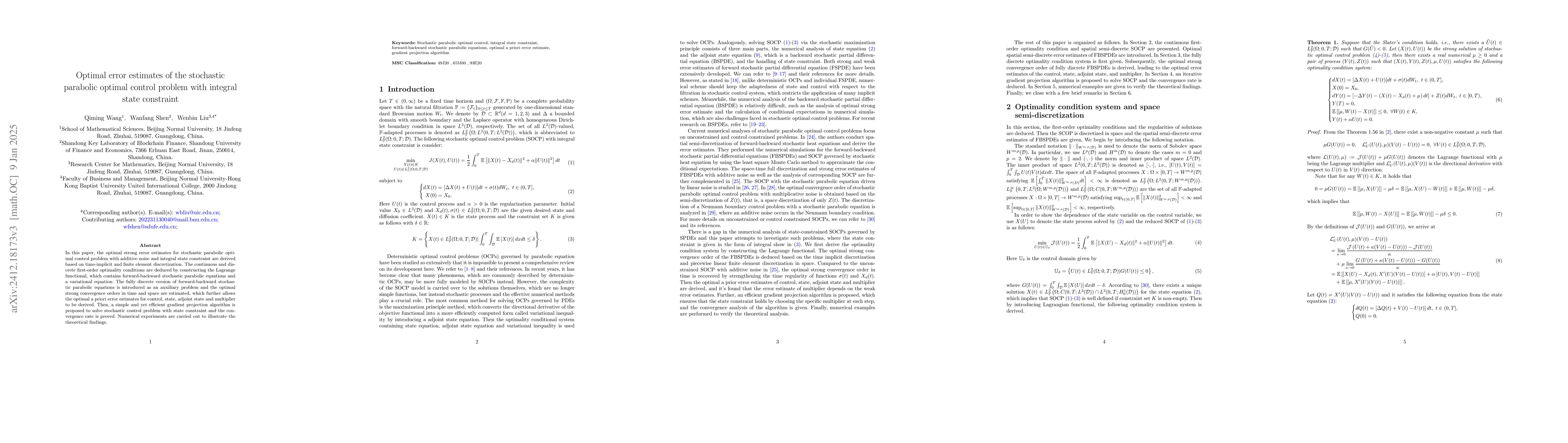 Thumbnail for Optimal error estimates of the stochastic parabolic optimal control
  problem with integral state constraint