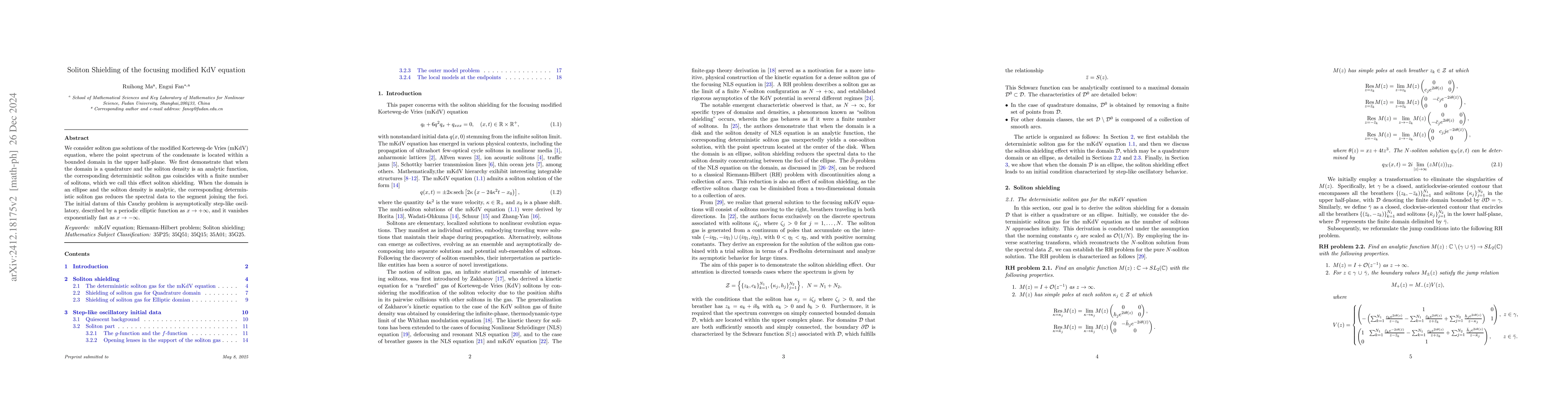 Thumbnail for Soliton Shielding of the focusing modified KdV equation