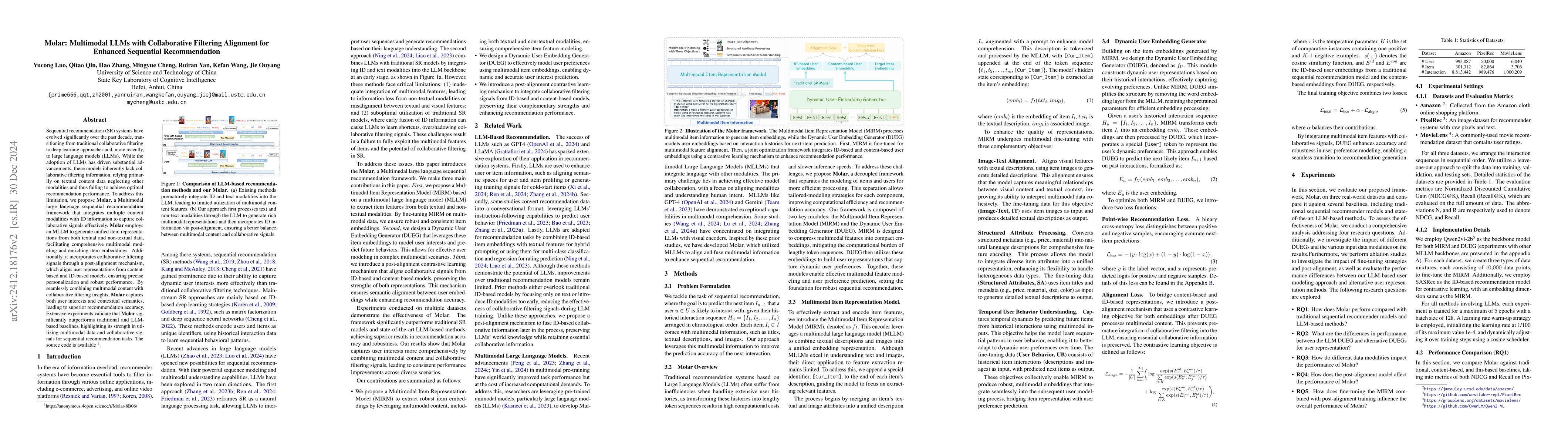 Thumbnail for Molar: Multimodal LLMs with Collaborative Filtering Alignment for
  Enhanced Sequential Recommendation