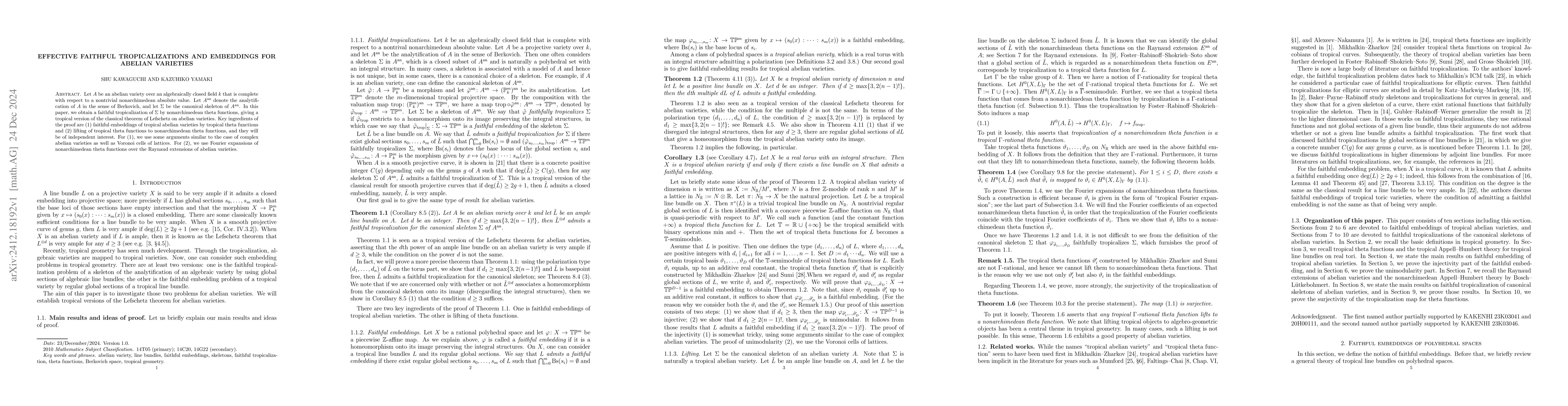 Thumbnail for Effective faithful tropicalizations and embeddings for abelian varieties