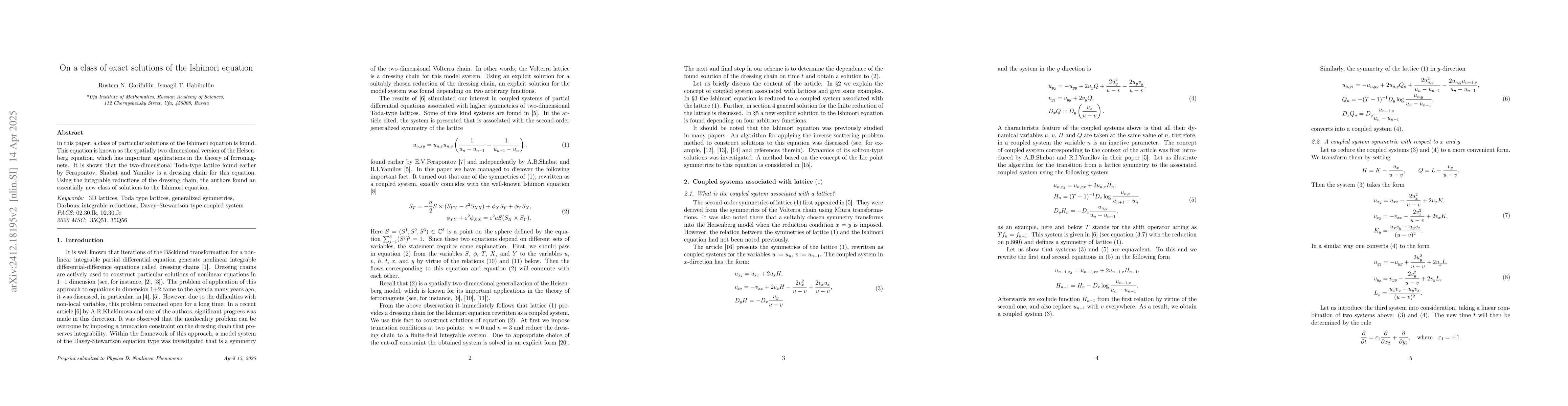 Thumbnail for On a class of exact solutions of the Ishimori equation