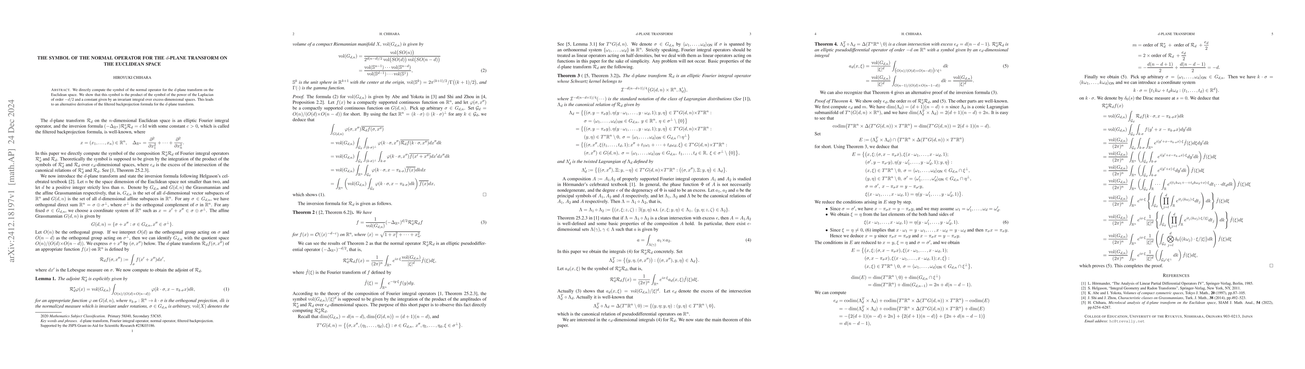 Thumbnail for The symbol of the normal operator for the d-plane transform on the
  Euclidean space