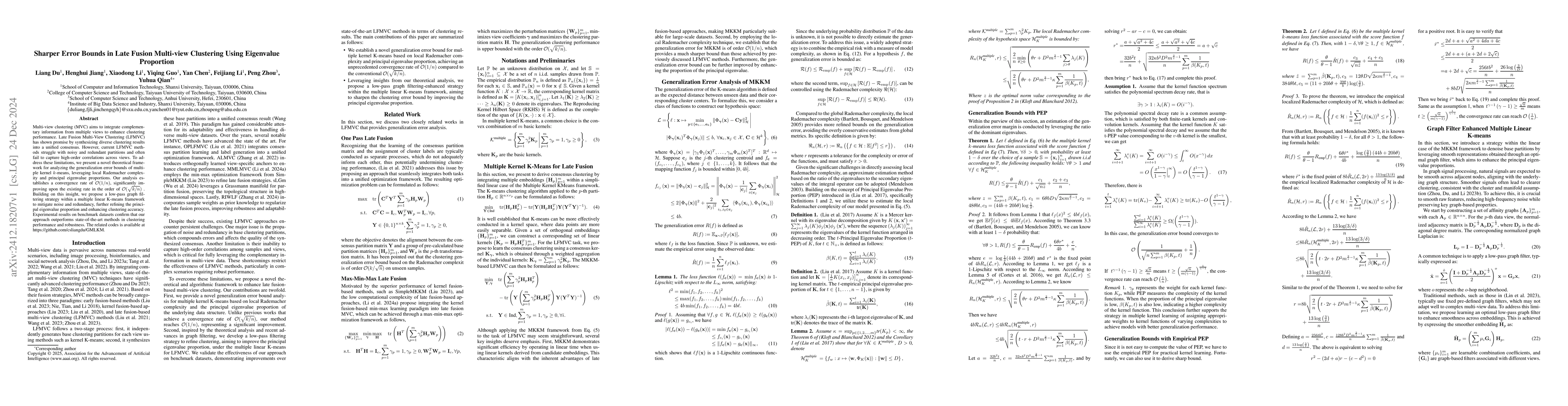 Thumbnail for Sharper Error Bounds in Late Fusion Multi-view Clustering Using
  Eigenvalue Proportion