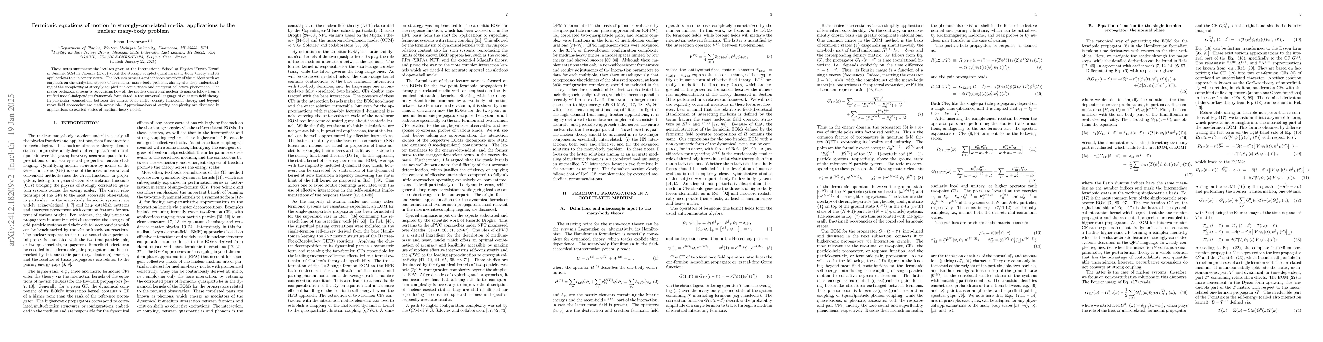 Thumbnail for Fermionic equations of motion in strongly-correlated media: applications
  to the nuclear many-body problem