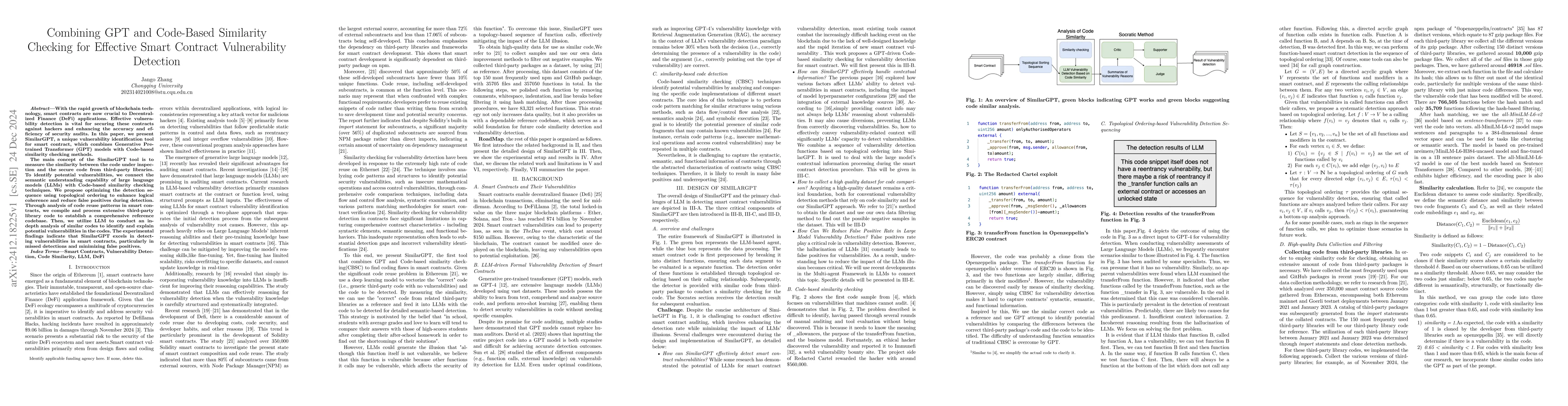 Thumbnail for Combining GPT and Code-Based Similarity Checking for Effective Smart
  Contract Vulnerability Detection