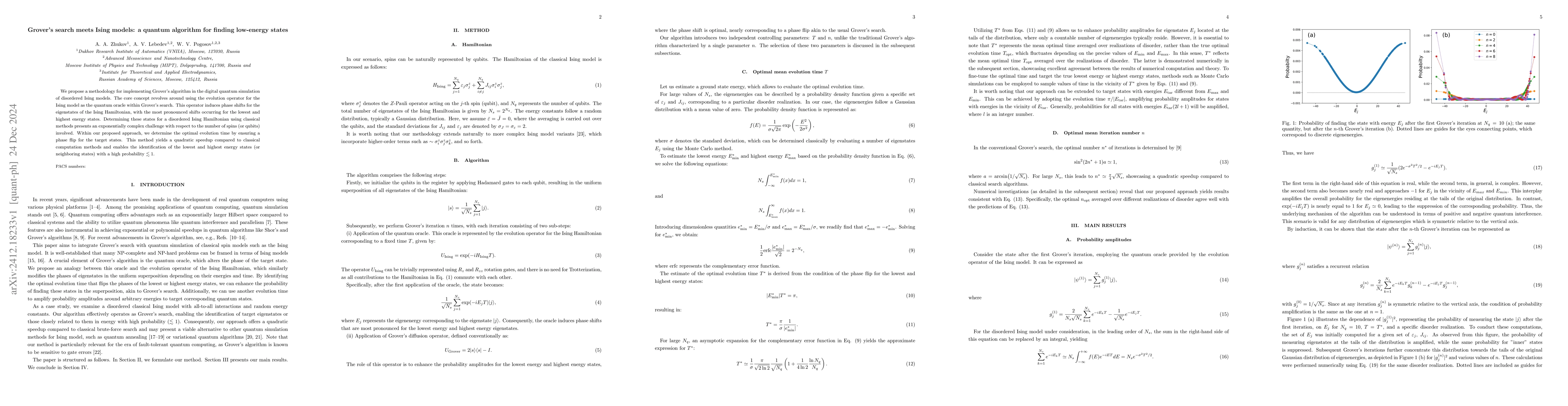 Thumbnail for Grover's search meets Ising models: a quantum algorithm for finding
  low-energy states