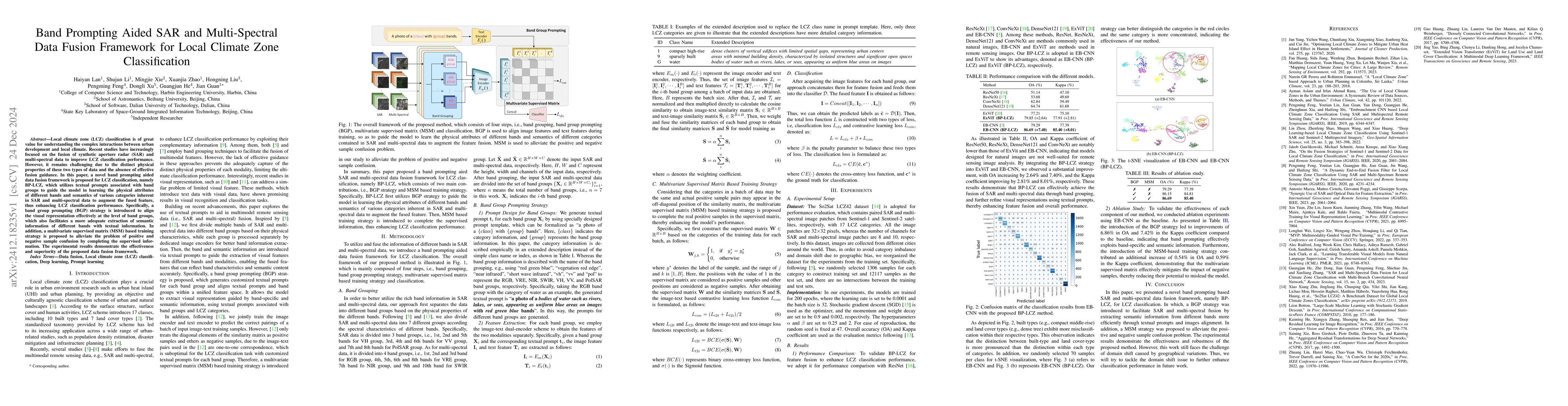 Thumbnail for Band Prompting Aided SAR and Multi-Spectral Data Fusion Framework for
  Local Climate Zone Classification