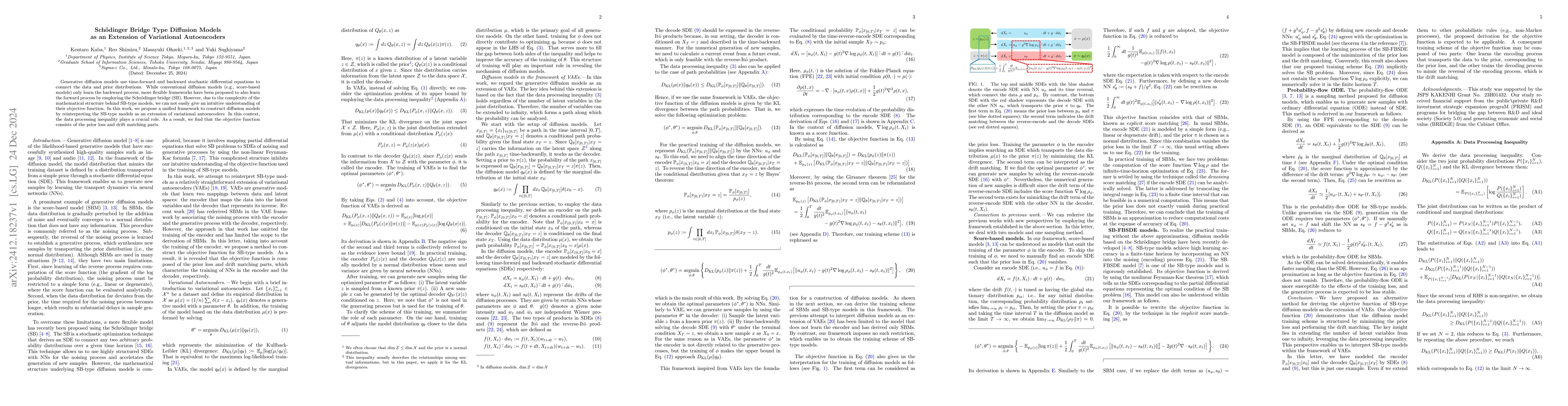 Thumbnail for Schödinger Bridge Type Diffusion Models as an Extension of Variational
  Autoencoders