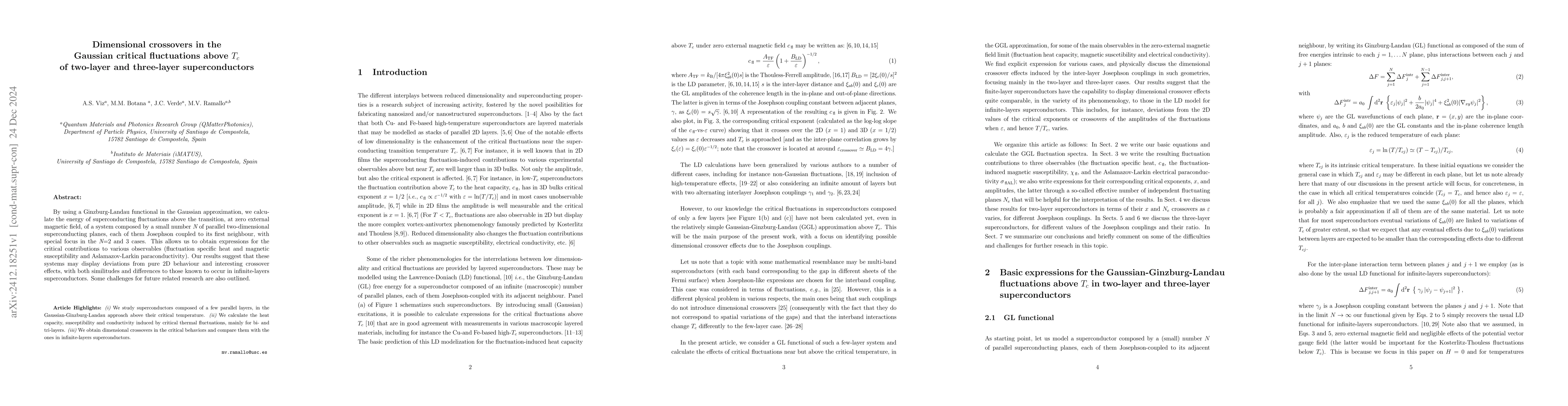 Thumbnail for Dimensional crossovers in the Gaussian critical fluctuations above $T_c$
  of two-layer and three-layer superconductors
