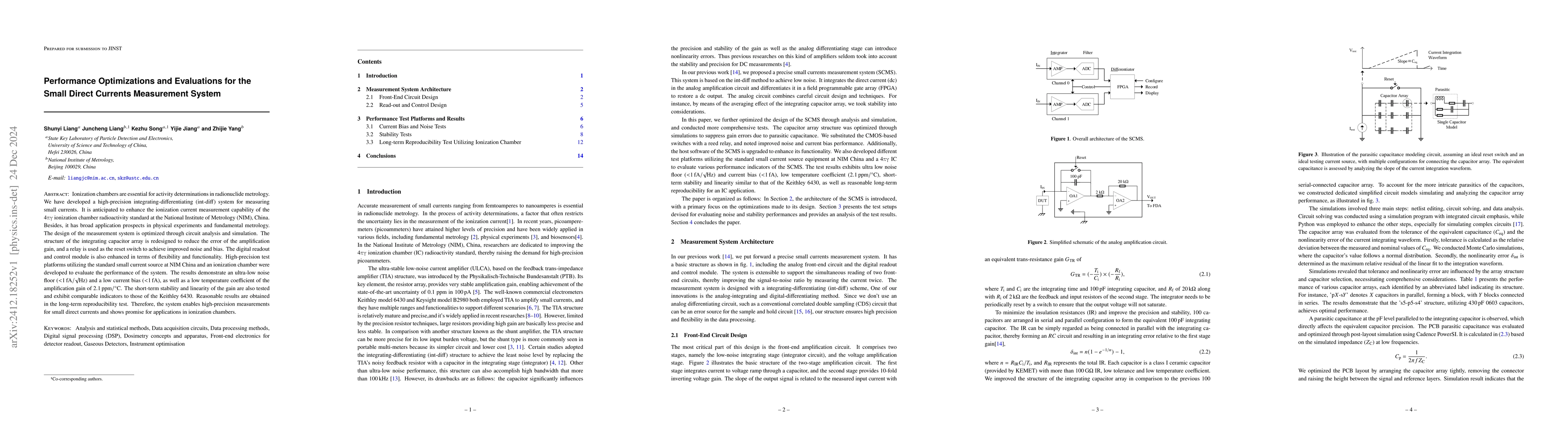 Thumbnail for Performance Optimizations and Evaluations for the Small Direct Currents
  Measurement System
