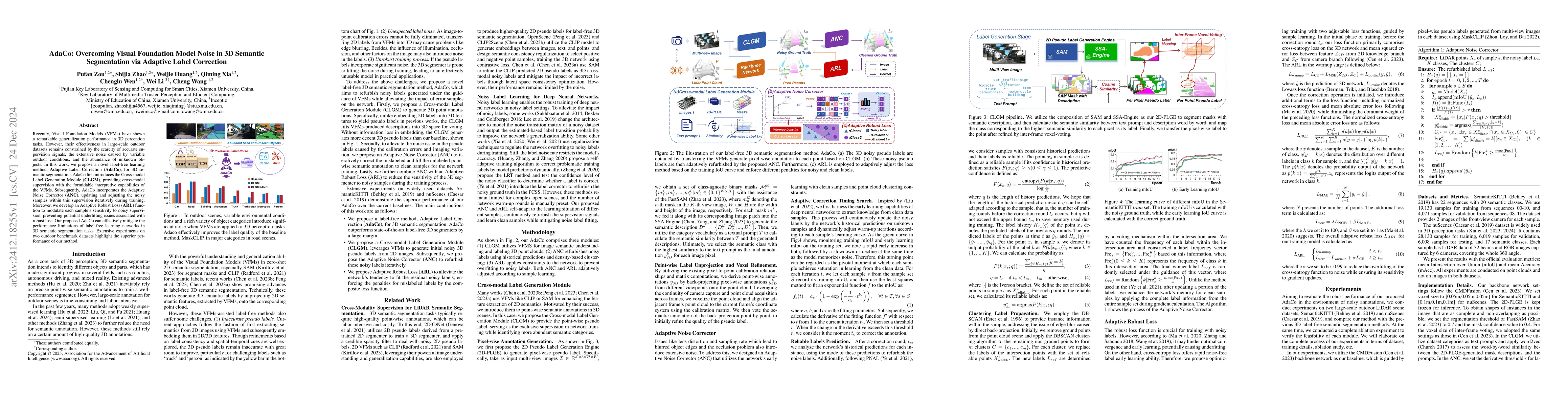 Thumbnail for AdaCo: Overcoming Visual Foundation Model Noise in 3D Semantic
  Segmentation via Adaptive Label Correction