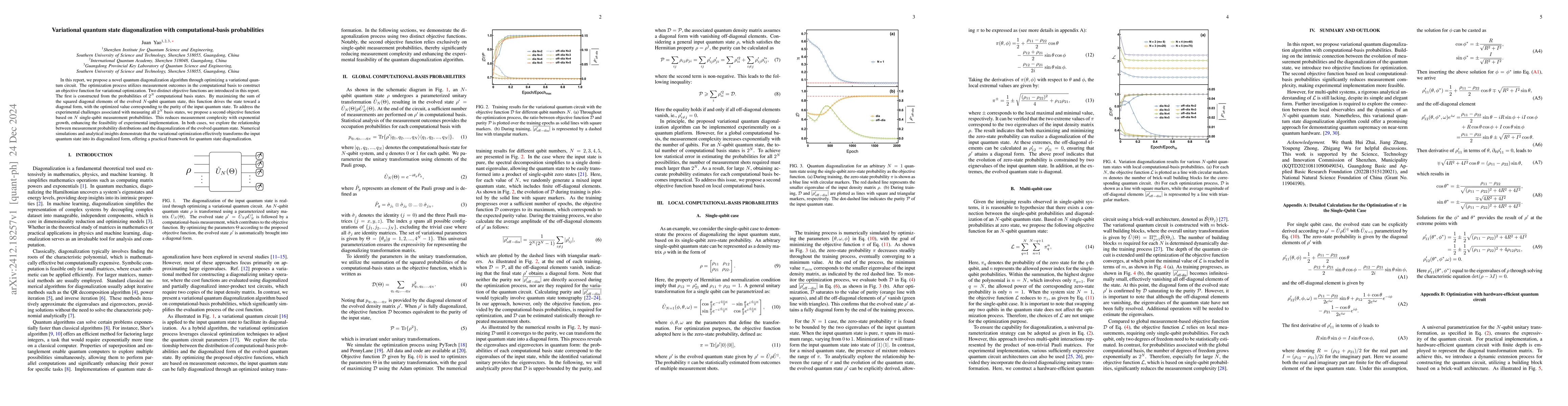 Thumbnail for Variational quantum state diagonalization with computational-basis
  probabilities