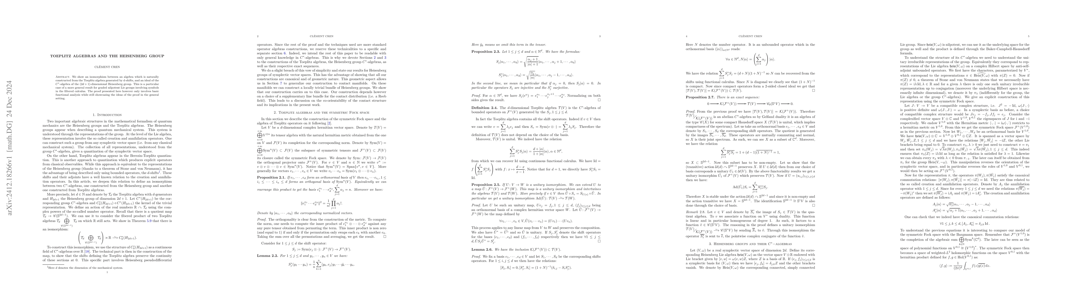 Thumbnail for Toeplitz algebras and the Heisenberg group