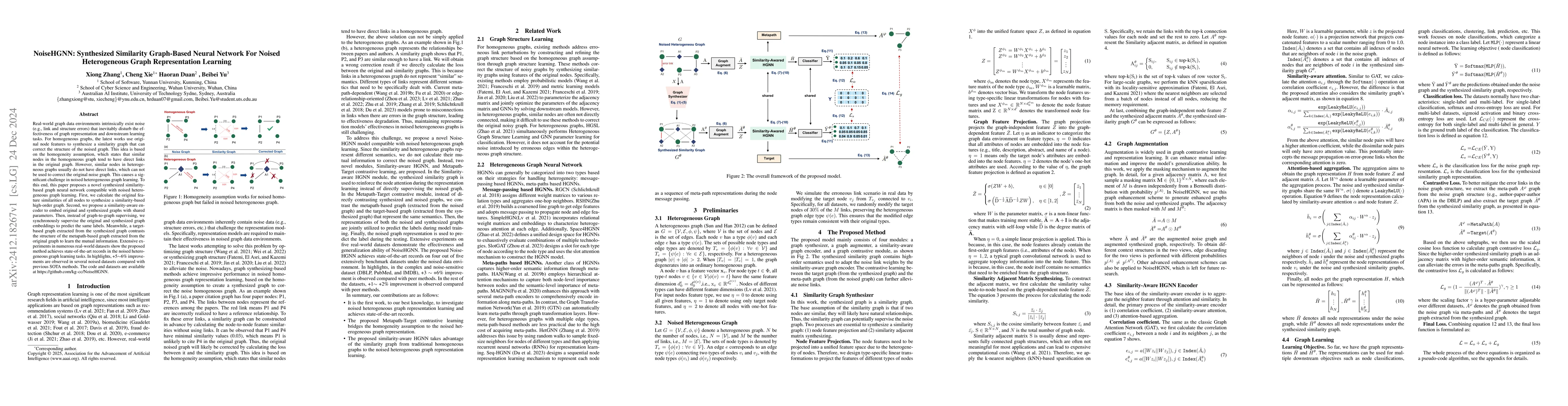 Thumbnail for NoiseHGNN: Synthesized Similarity Graph-Based Neural Network For Noised
  Heterogeneous Graph Representation Learning
