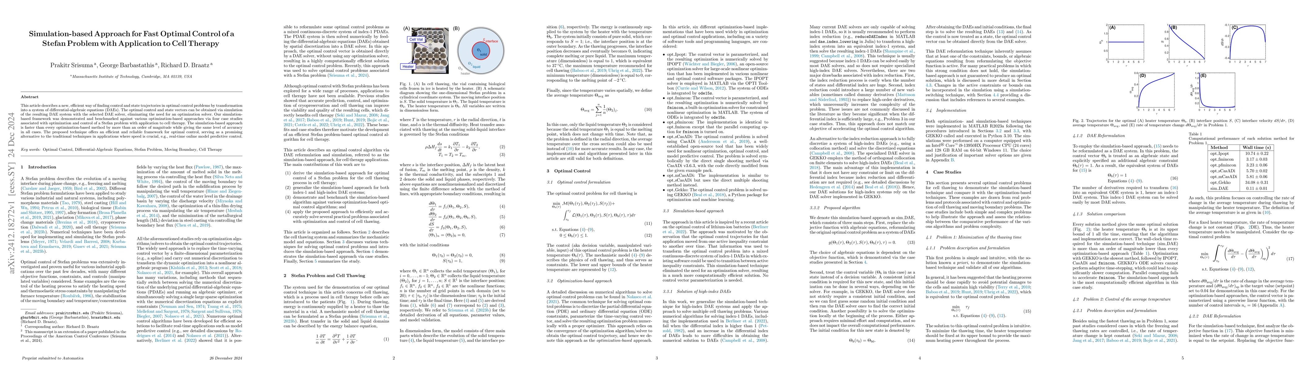 Thumbnail for Simulation-based Approach for Fast Optimal Control of a Stefan Problem
  with Application to Cell Therapy