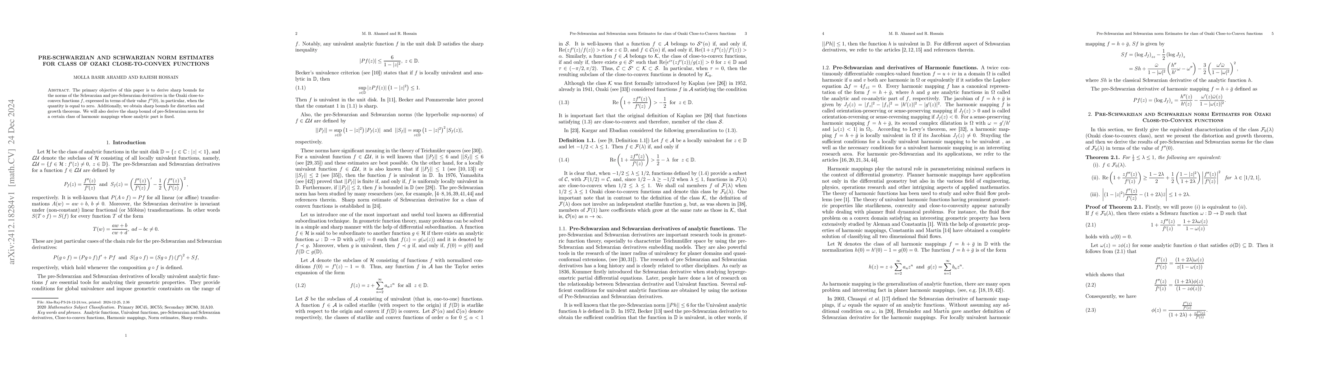 Thumbnail for Pre-Schwarzian and Schwarzian norm Estimates for class of Ozaki
  Close-to-Convex functions
