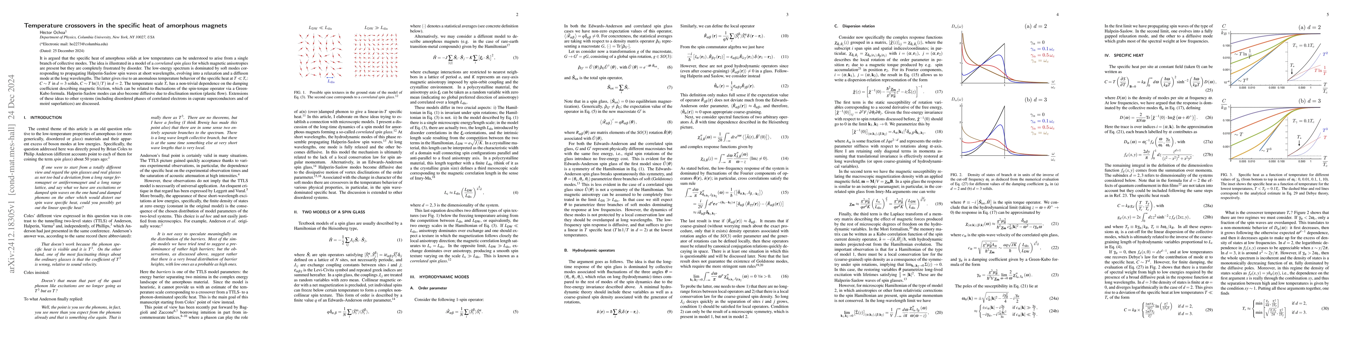Thumbnail for Temperature crossovers in the specific heat of amorphous magnets