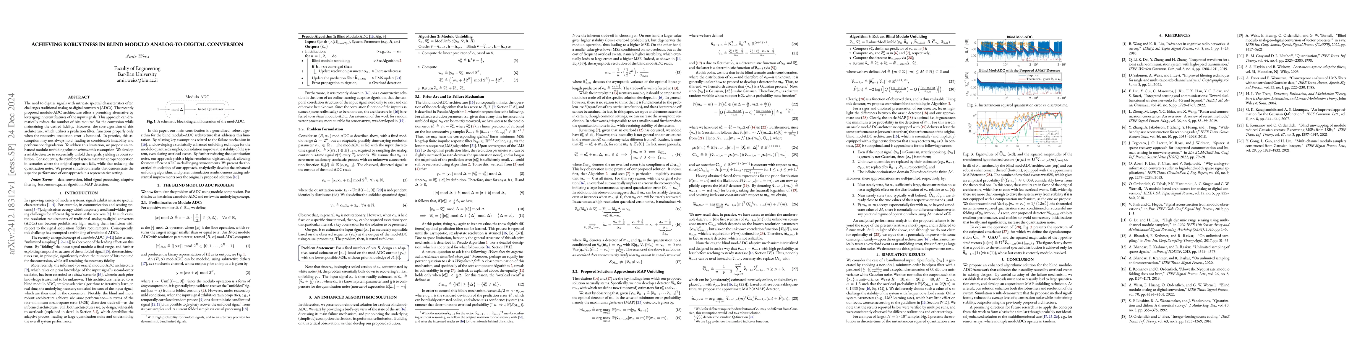 Thumbnail for Achieving Robustness in Blind Modulo Analog-to-Digital Conversion