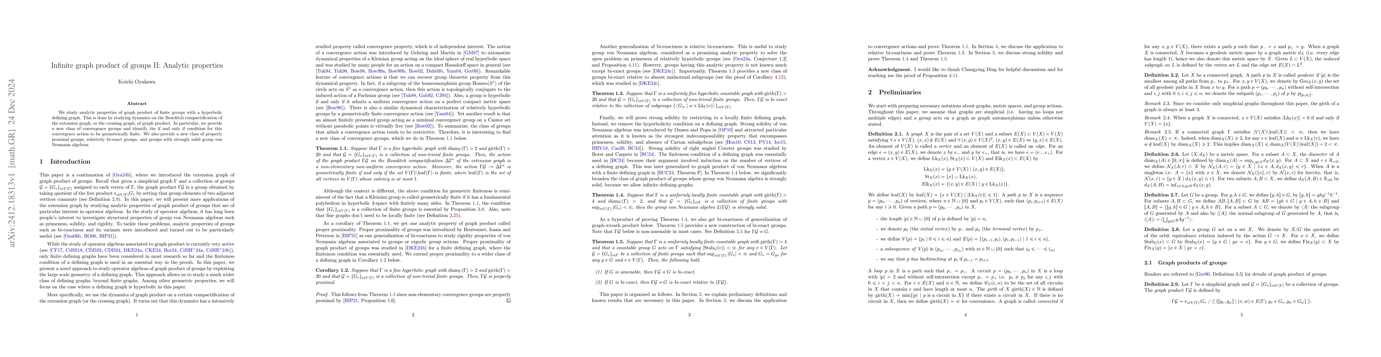 Thumbnail for Infinite graph product of groups II: Analytic properties