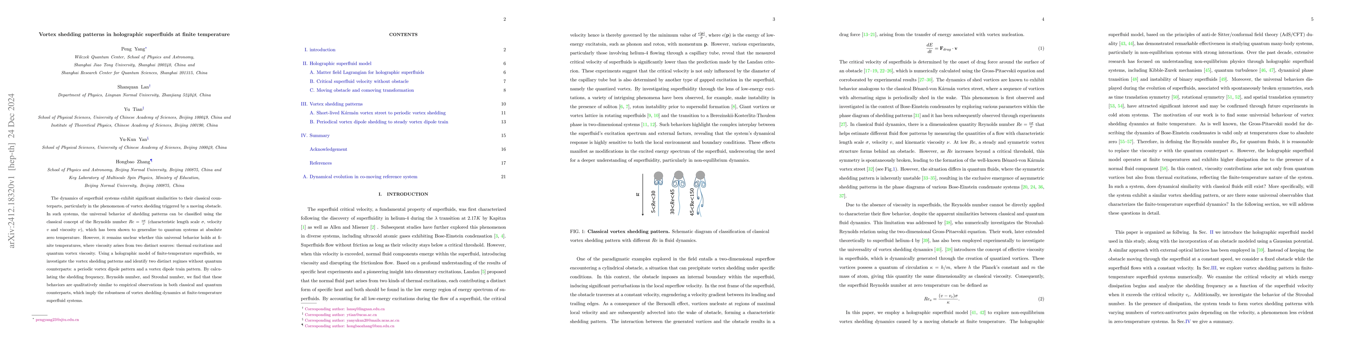 Thumbnail for Vortex shedding patterns in holographic superfluids at finite
  temperature