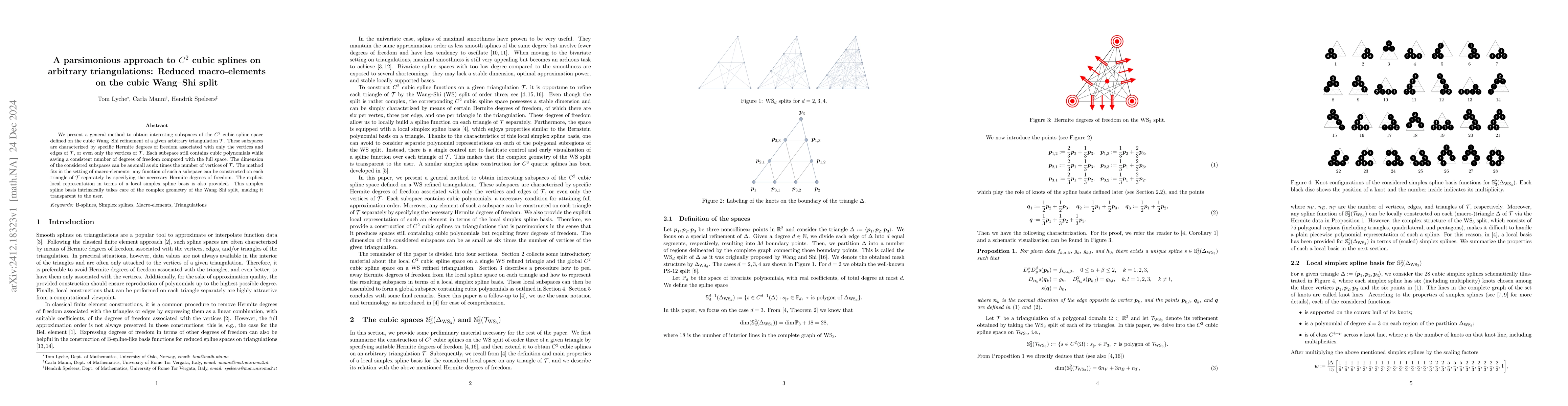 Thumbnail for A parsimonious approach to $C^2$ cubic splines on arbitrary
  triangulations: Reduced macro-elements on the cubic Wang-Shi split