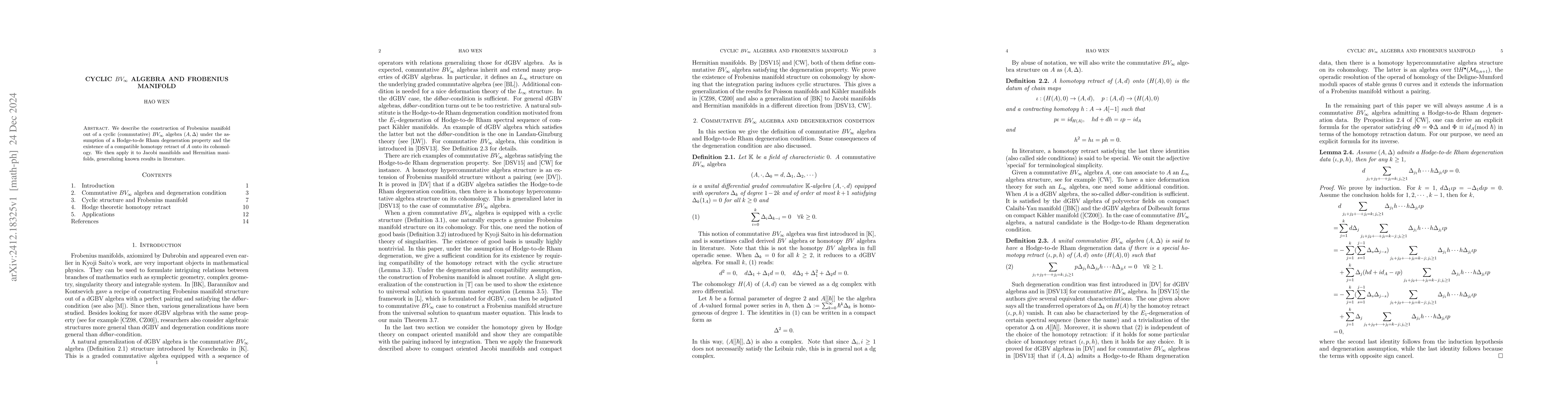 Thumbnail for Cyclic $BV_\infty$ algebra and Frobenius manifold
