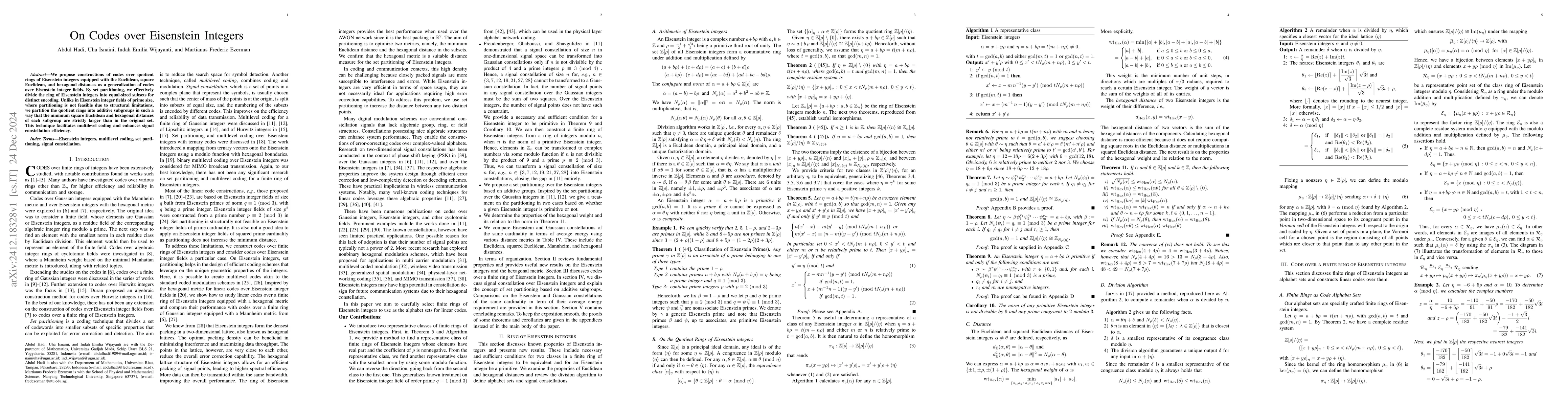 Thumbnail for On Codes over Eisenstein Integers