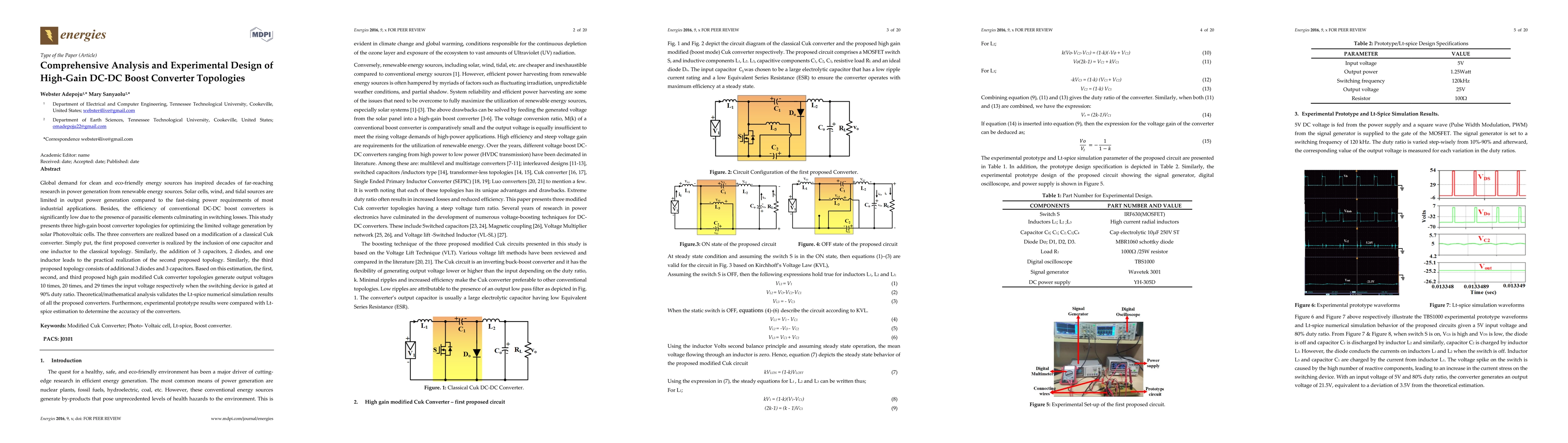 Thumbnail for Comprehensive Analysis and Experimental Design of High-Gain DC-DC Boost
  Converter Topologies