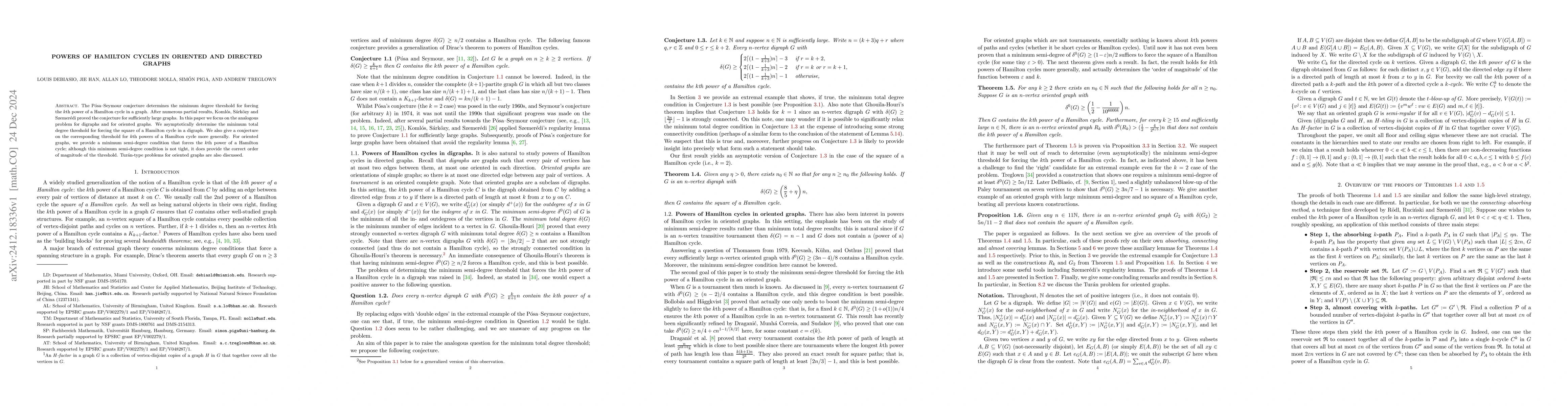 Thumbnail for Powers of Hamilton cycles in oriented and directed graphs